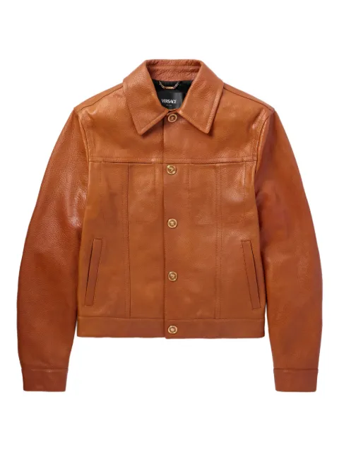 Versace Medusa Head-buttons leather jacket