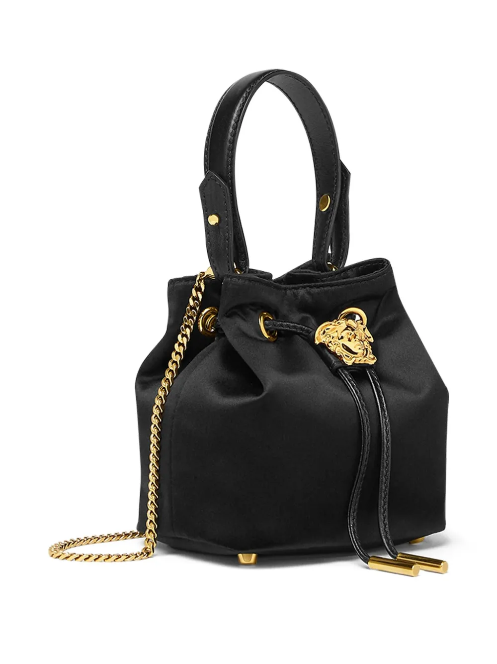 Versace La Medusa kleine satijnen bucket-tas Zwart