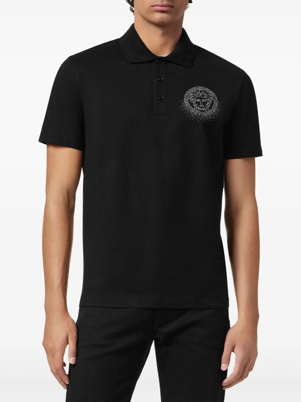 Versace Fading Medusa poloshirt met kristallen Zwart