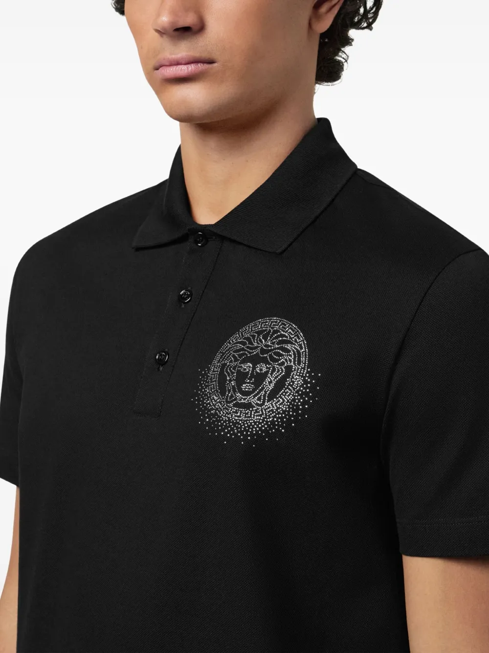 Versace Fading Medusa poloshirt met kristallen Zwart