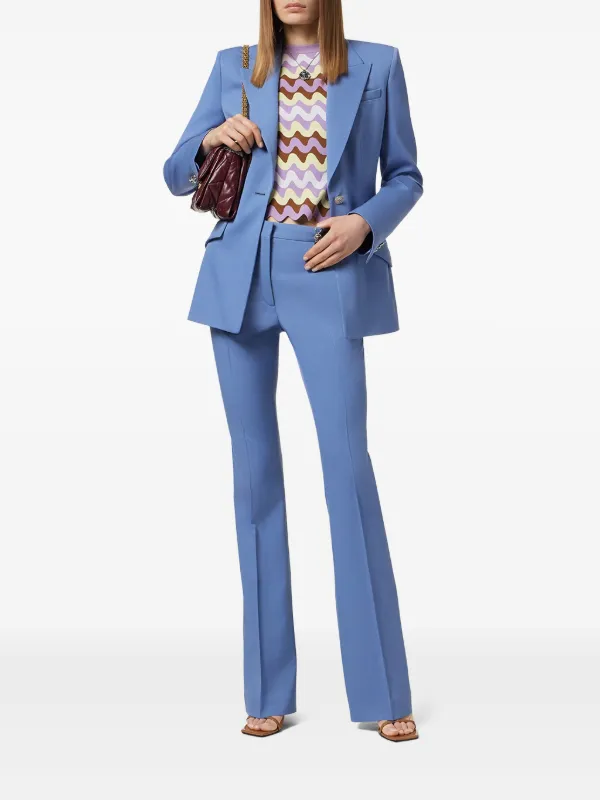 Versace Pantaloni DV In Lana Blu FARFETCH IT