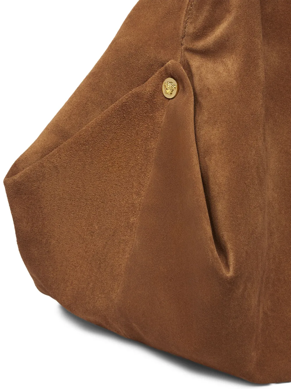 Shop Versace Large Protea Suede Shoulder Bag In Brown
