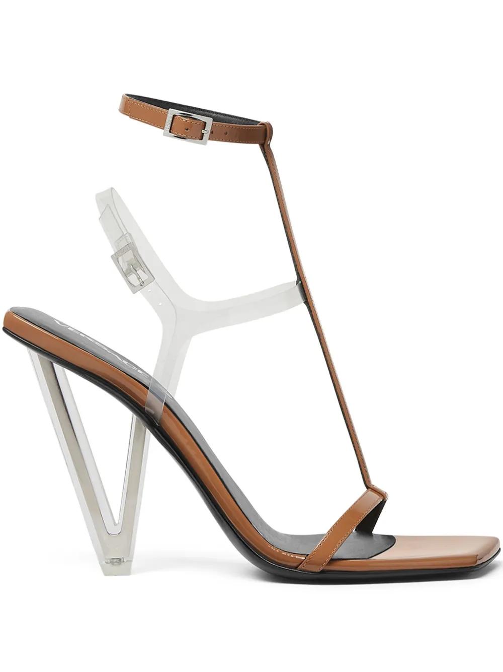 Versace 115mm patent-leather sandals Brown