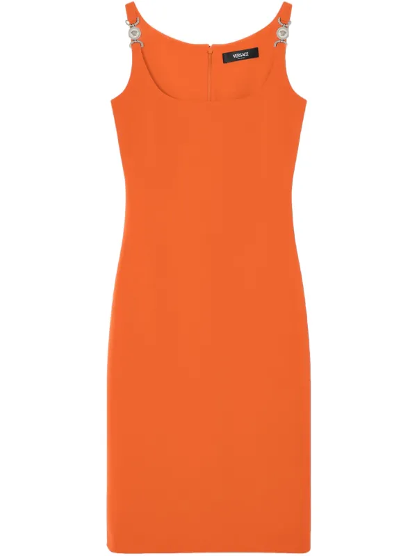 【関税＆送料込み】Versace Orange Sleeveless Long Dress Wit Vintage 1996 Gianni Versace Couture Documented Runway Orange