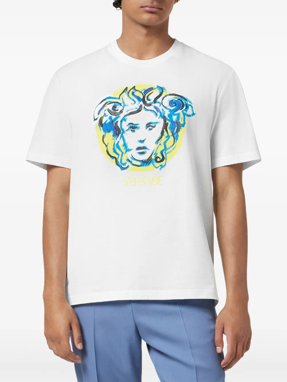 Versace Medusa geverfd T-shirt Wit