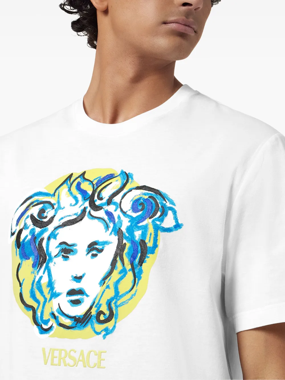Versace Medusa geverfd T-shirt Wit