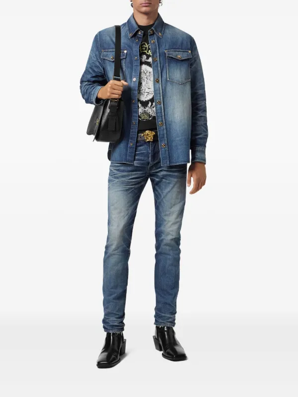 Versace Japanese-denim Overshirt | Blue | FARFETCH Versace Japanese-denim Overshirt | Blue | FARFETCH