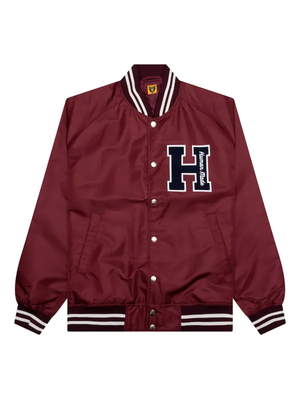 Human Made Varsity Logo Bomber Jacket | Red | FARFETCH TH HUMAN