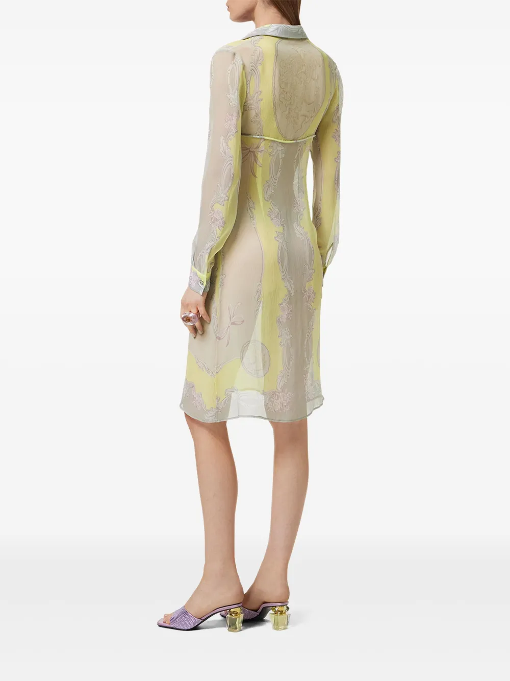 Versace Cameo zijden midi-blousejurk Geel