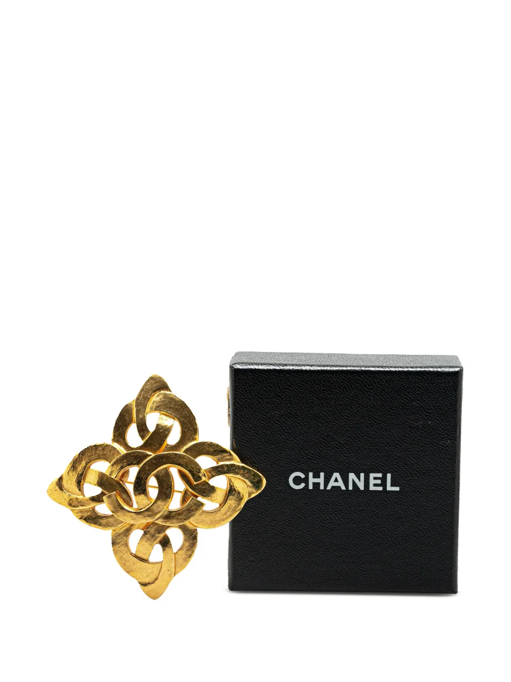 Pre-owned Chanel 1997 Gold Plated Cc Flower Brooch Costume Brooch