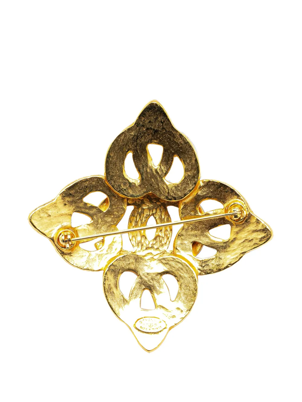 Pre-owned Chanel 1997 Gold Plated Cc Flower Brooch Costume Brooch
