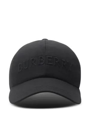 Burberry Check Cursive Logo Gabardine Baseball Cap | Black | FARFETCH
