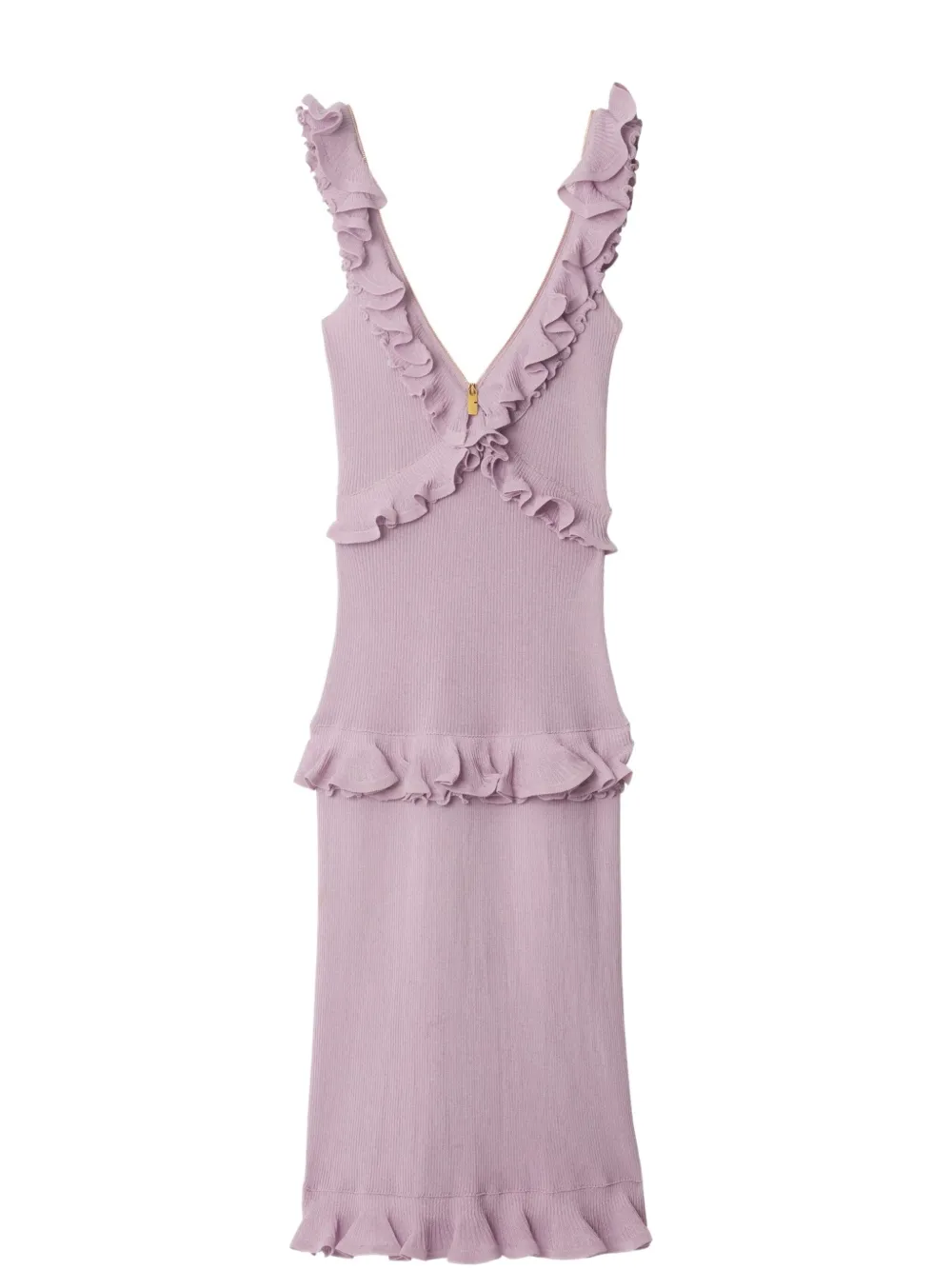 Burberry Ruffle V-neck Sleeveless Maxi Dress In Pink