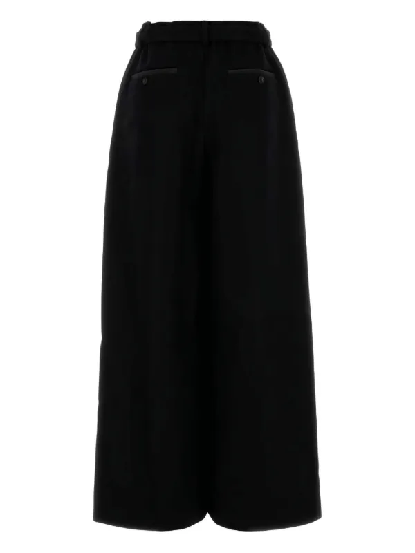 【試着着用のみ】sacai ウールパンツ Sacai ウール ワイドパンツ | ブラック | FARFETCH JP