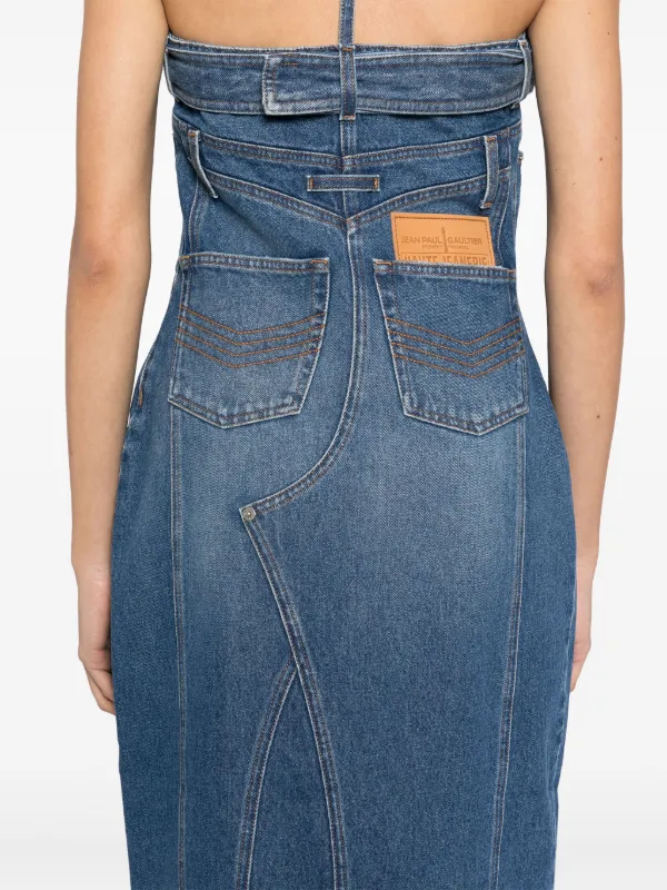 white christmas dresses Blue Denim Midi Overall Dress – Buddhatrends main image 1
