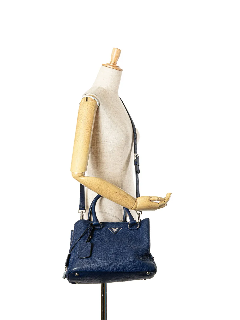 Prada Pre-Owned 2000-2024 Vitello Daino verstelbare shopper met rits - Blauw