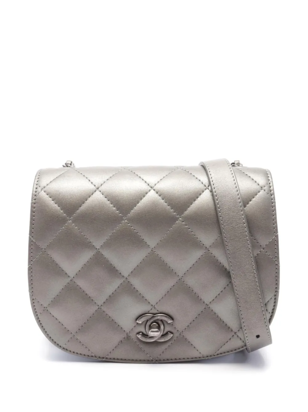 CHANEL Pre-Owned 2021 ココマーク ターンロック ハンドバッグ - シルバートーン CHANEL Pre-Owned 2021 ココマーク ターンロック ハンドバッグ - シルバートーン