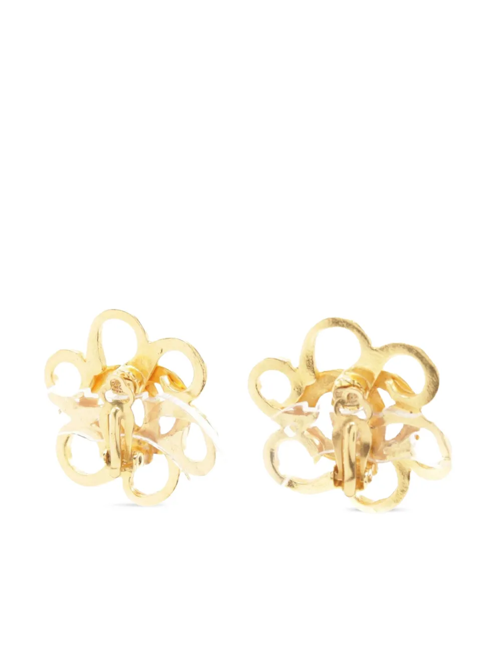 CHANEL Pre-Owned 1986-1988 CC flower clip-on earrings - Goud