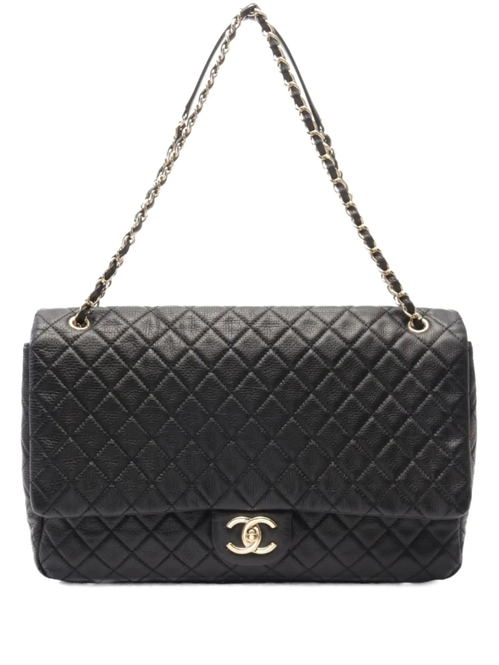 CHANEL Pre-Owned 2016-2017 クラシック フラップ ジャンボ ショルダーバッグ - ブラック CHANEL Pre-Owned 2016-2017 クラシック フラップ ジャンボ ショルダーバッグ - ブラック