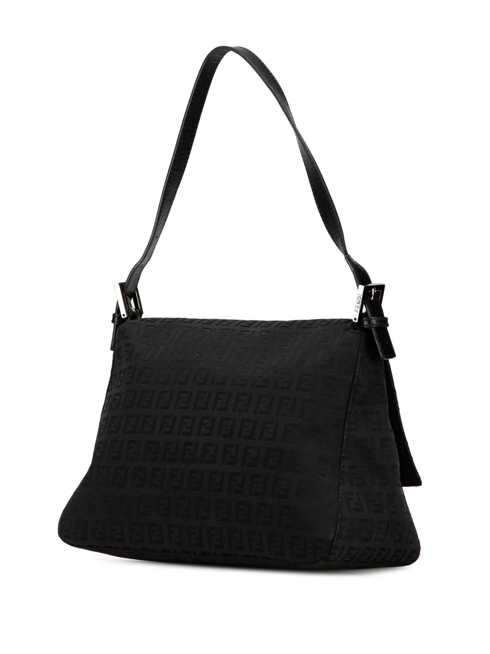 Pre-owned Fendi 2010-2024 Zucchino Canvas Mamma Forever Shoulder Bag In Black