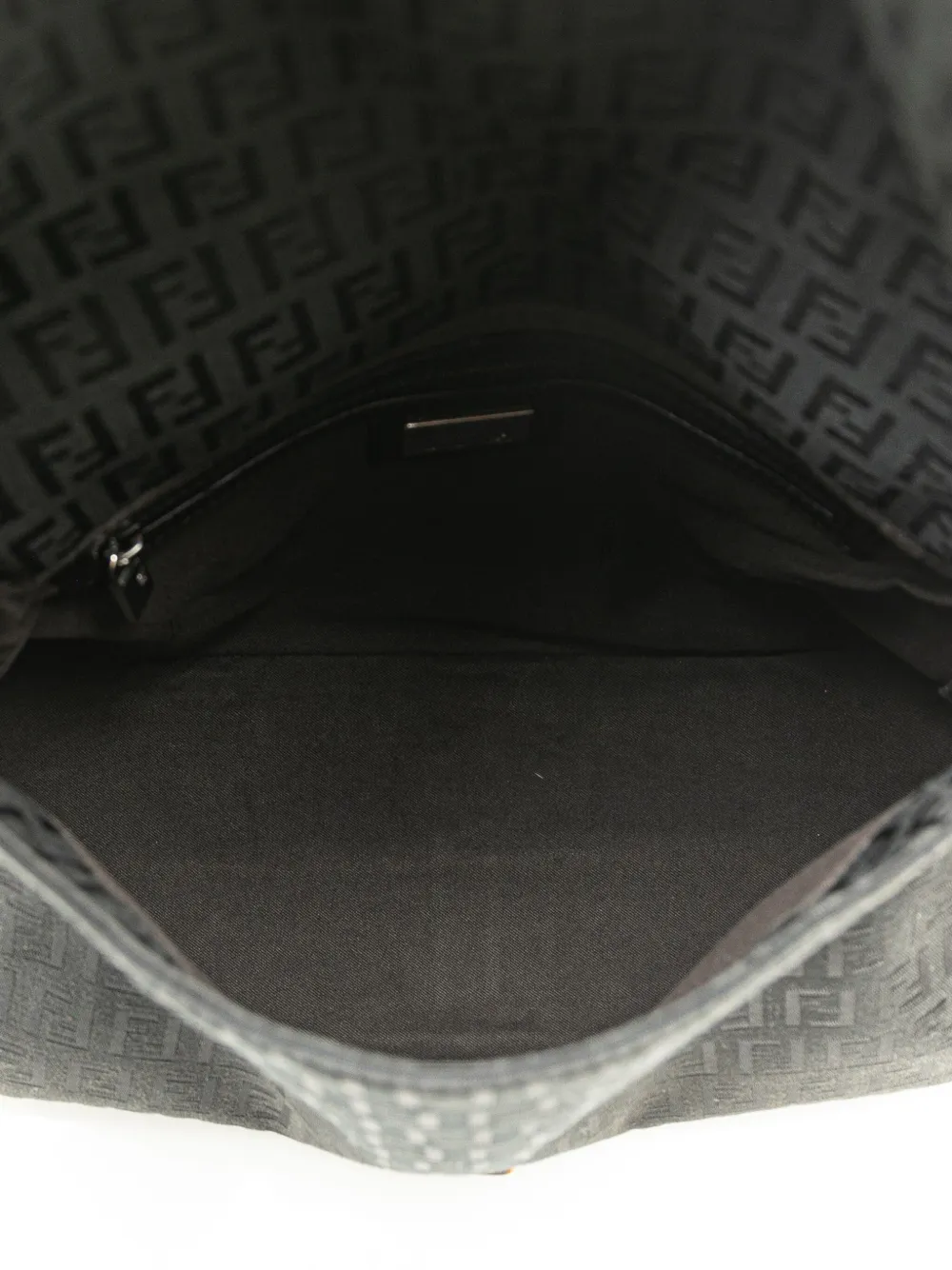 Pre-owned Fendi 2010-2024 Zucchino Canvas Mamma Forever Shoulder Bag In Black
