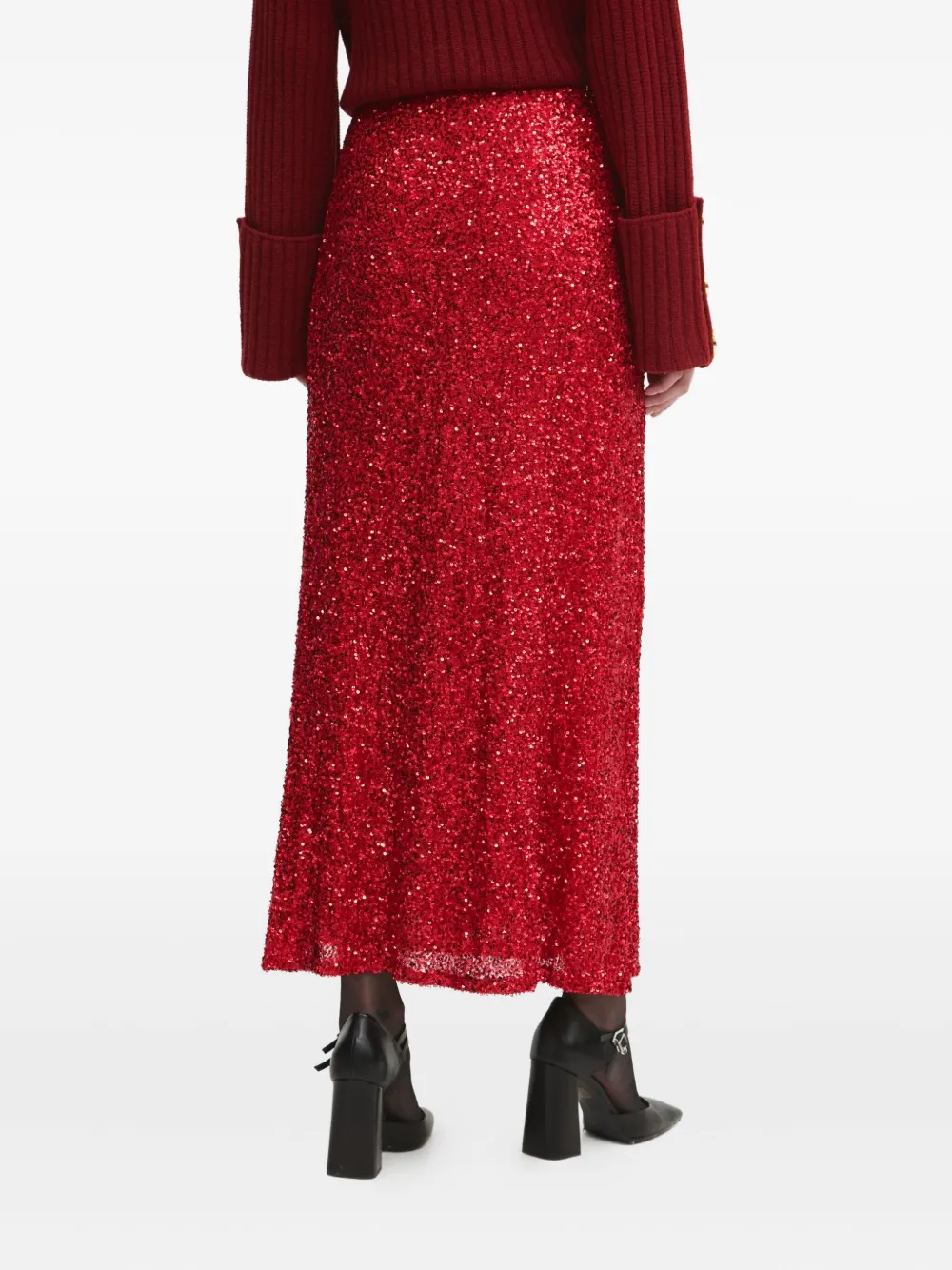 NEVER FULLY DRESSED Midi-rok met pailletten - Rood