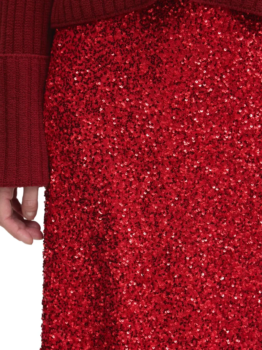 Never Fully Dressed Sequin-embellished Midi Skirt In Red