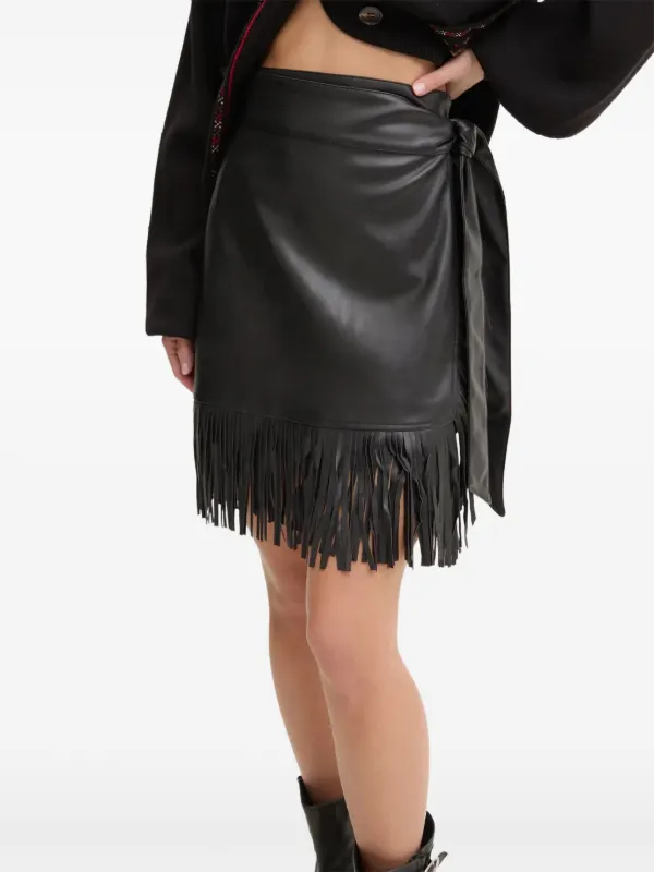 NEVER FULLY DRESSED fringe-detail Wrap Skirt Black FARFETCH UK