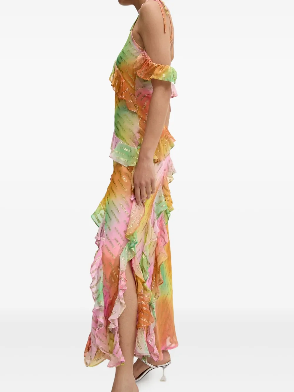 Never Fully Dressed Faro Sequin-embellished Ruffled Dress In Multi