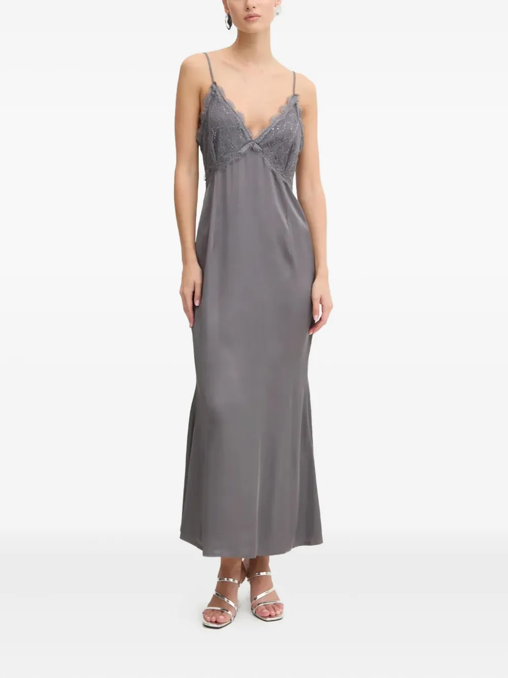 NEVER FULLY DRESSED レースインサート スリップドレス - グレー NEVER FULLY DRESSED レースインサート スリップドレス - グレー