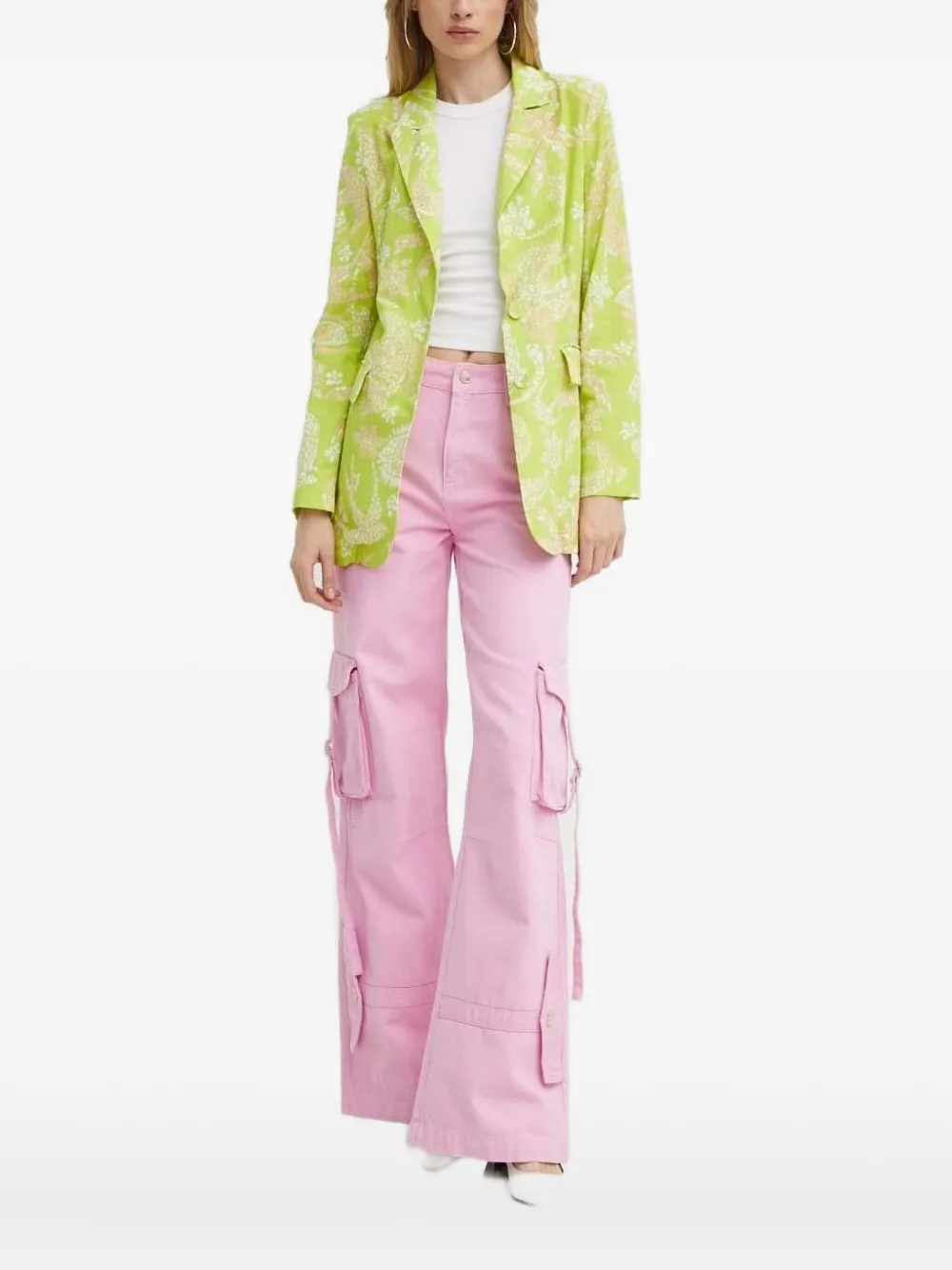 Never Fully Dressed Mosaic-print Blazer In Green