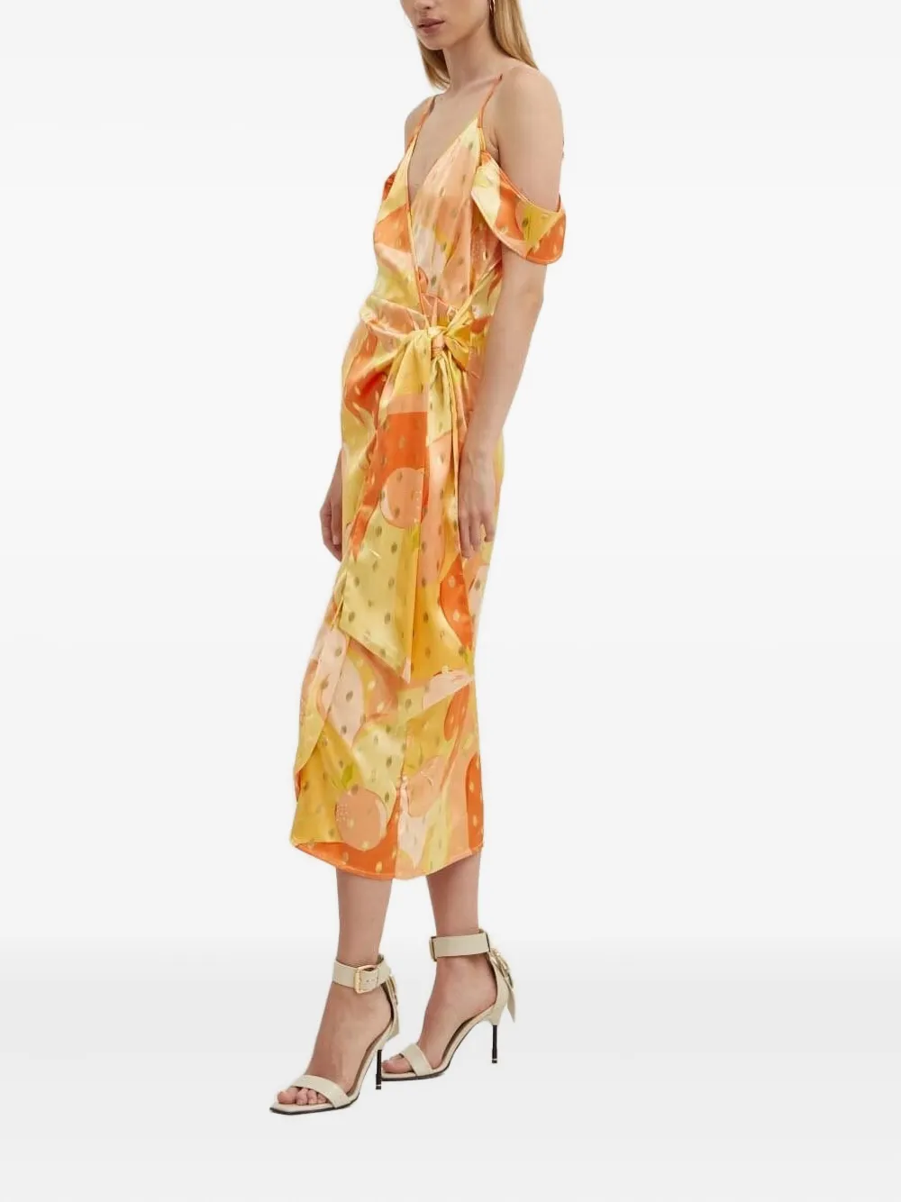 Never Fully Dressed Cold-shoulder Printed Midi Dress In Multi