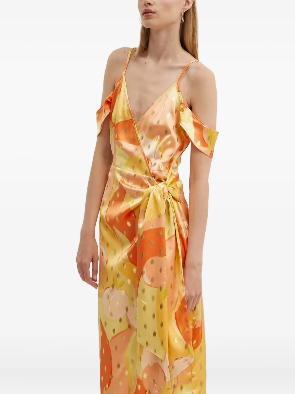 Never Fully Dressed Cold-shoulder Printed Midi Dress In Multi