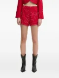 NEVER FULLY DRESSED rhinestone straight-hem shorts - Red