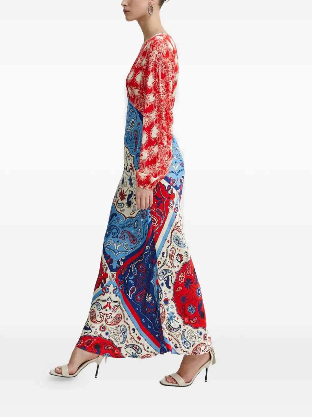 NEVER FULLY DRESSED long-sleeve V-neck maxi dress - Rood