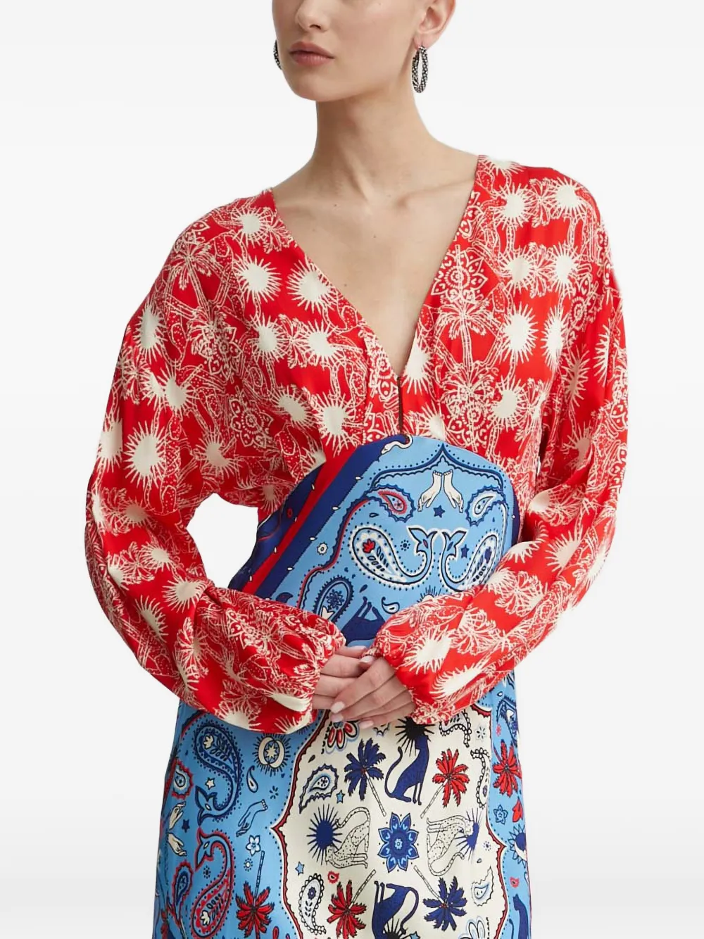 Long-Sleeve V-Neck Maxi Dress