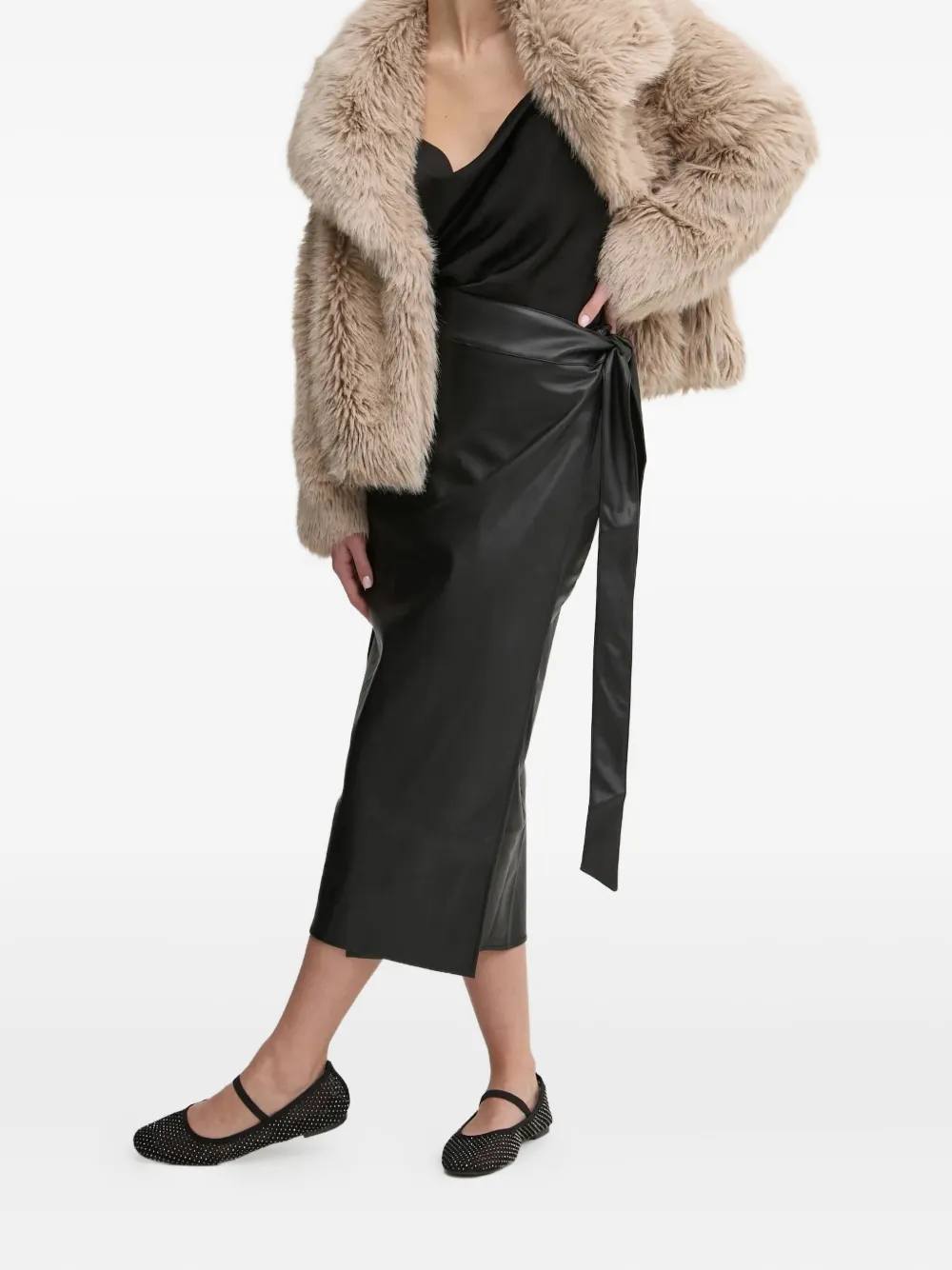 NEVER FULLY DRESSED Wikkelrok met gestrikte taille - Zwart