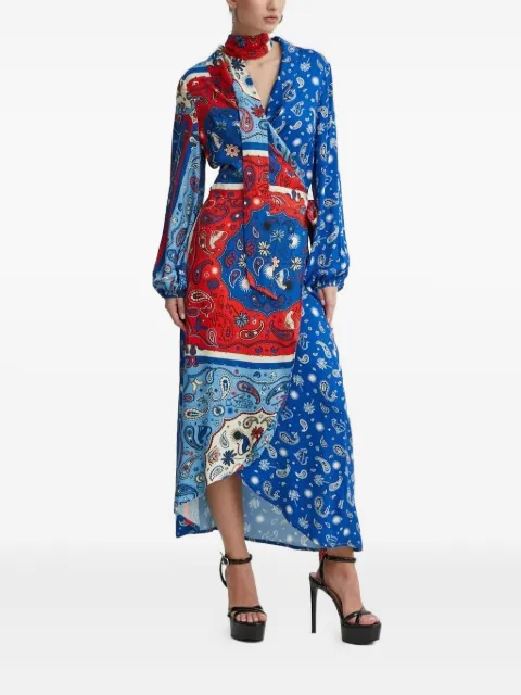 NEVER FULLY DRESSED paisley print wrap midi dress