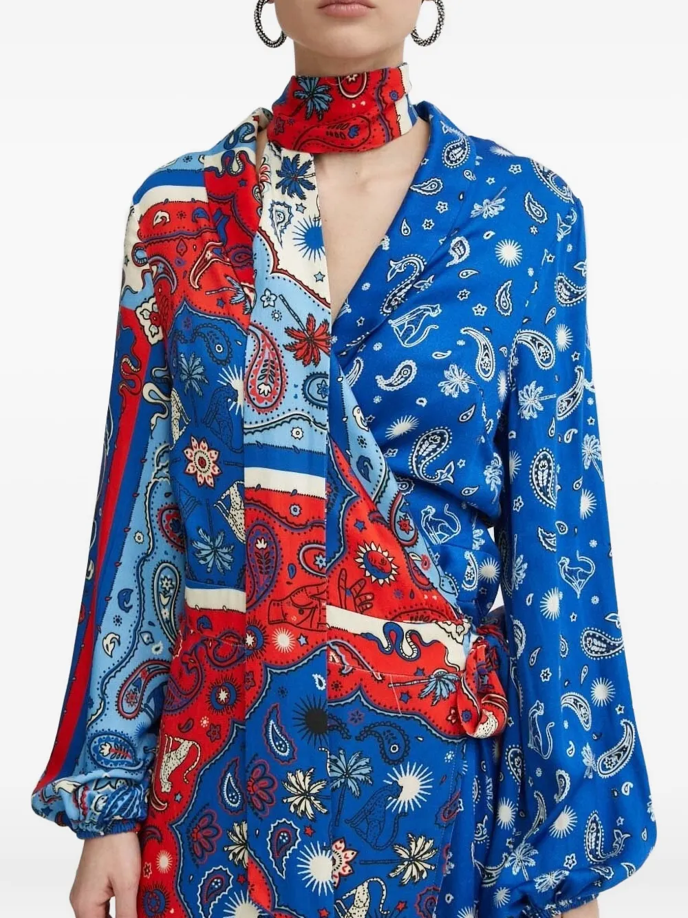 NEVER FULLY DRESSED Midi-wikkeljurk met paisley-print Blauw