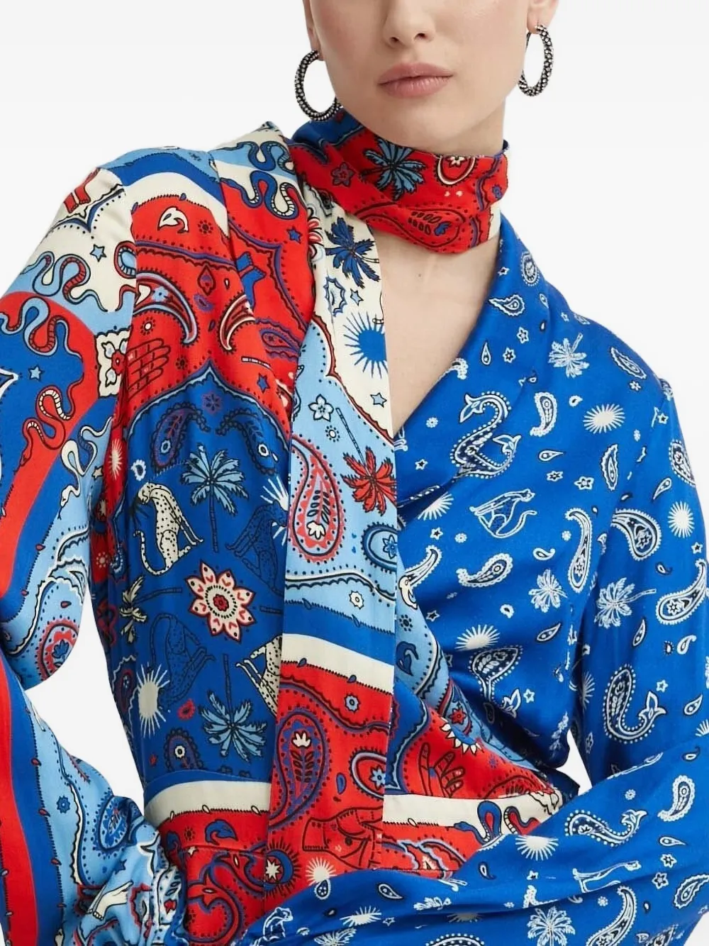 NEVER FULLY DRESSED Midi-wikkeljurk met paisley-print Blauw