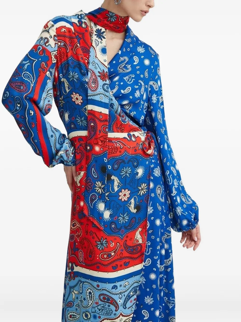 NEVER FULLY DRESSED Midi-wikkeljurk met paisley-print Blauw