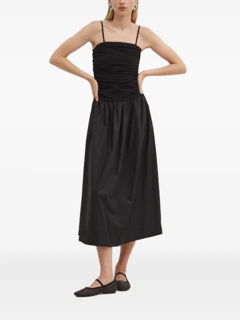 NEVER FULLY DRESSED vestido midi fruncido sin mangas