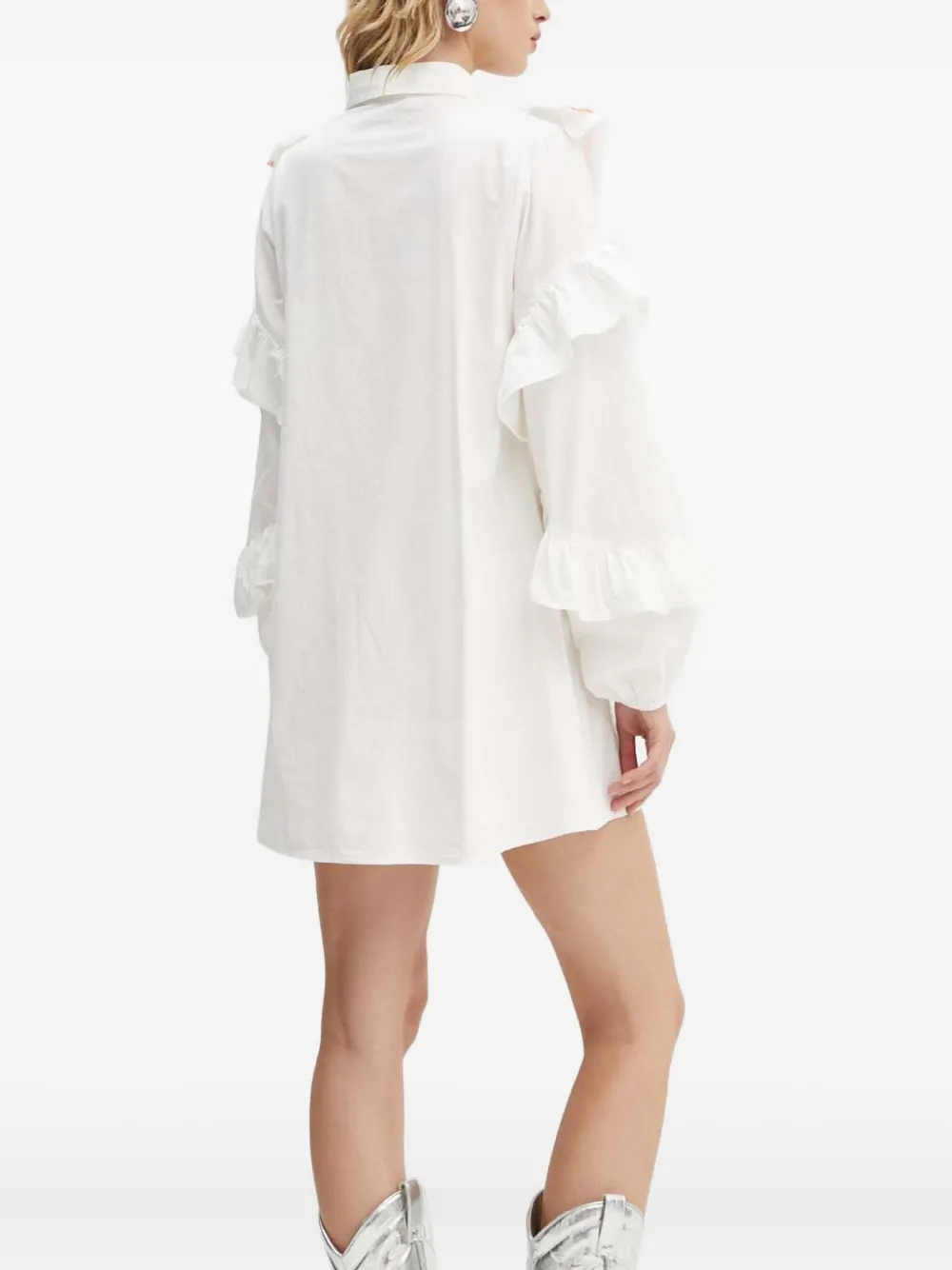 NEVER FULLY DRESSED Blousejurk met borduurwerk en ruches - Wit