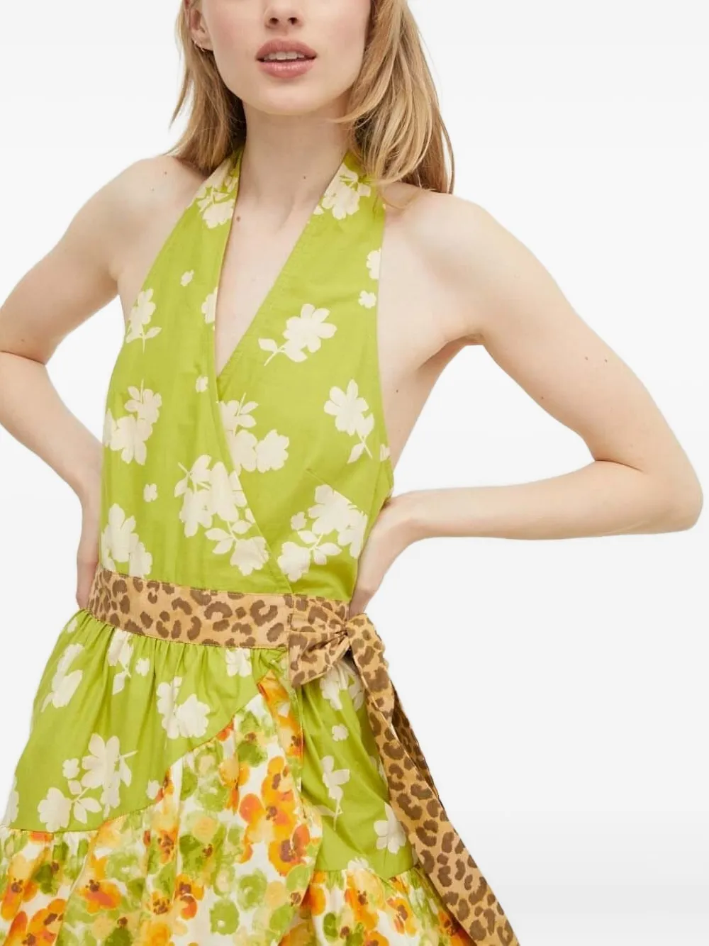 NEVER FULLY DRESSED Halterjurk met bloemenprint Groen