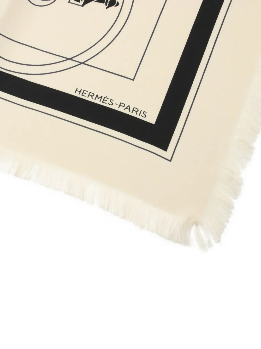 Pre-owned Hermes 2020s Ex-libris 80 Silk Scarf In Neutrals