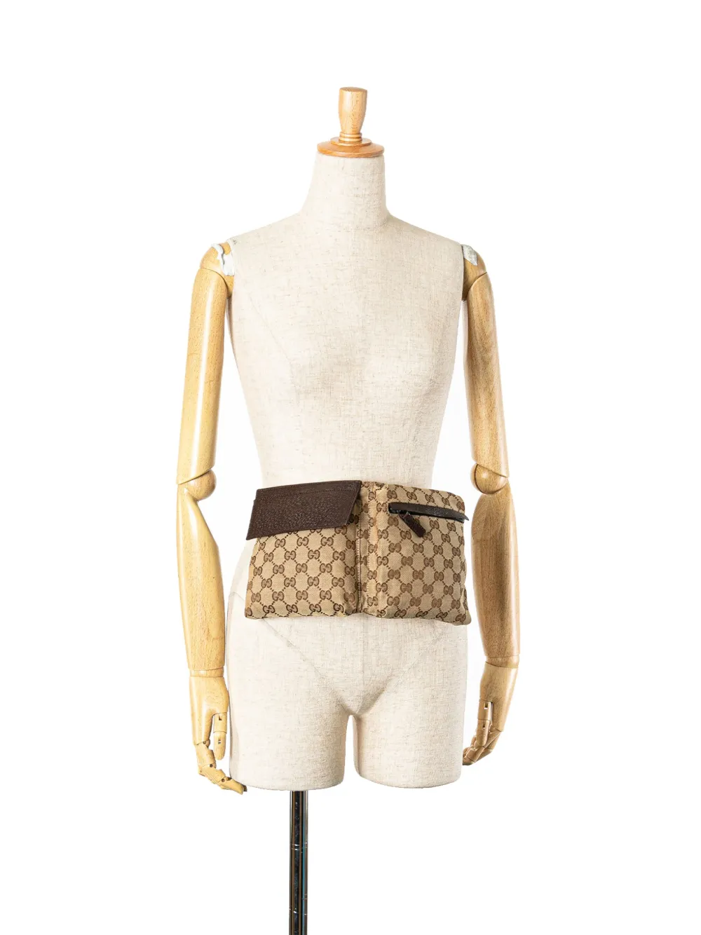 Gucci Pre-Owned 2000-2015 GG Canvas Double Pocket belt bag - Bruin