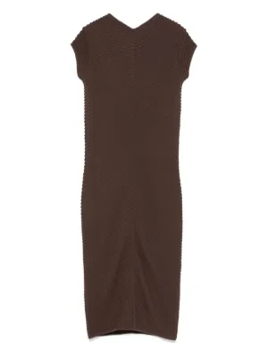 FEDERICA TOSI DARK BROWN ミニドレス フラワーレーススリーブオフショルペプラムミニドレス タイト