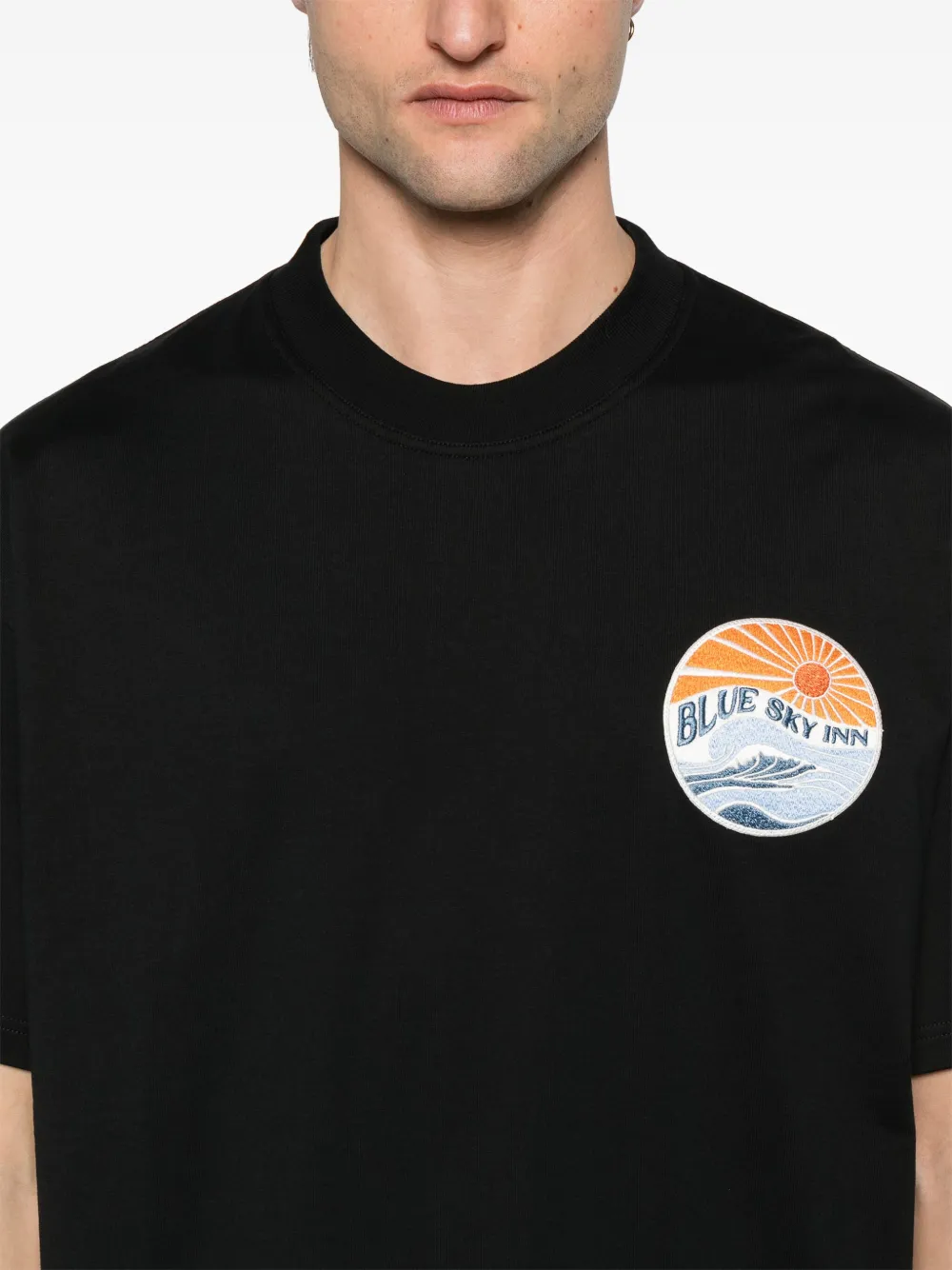 BLUE SKY INN T-shirt met Great Wave-patch Zwart