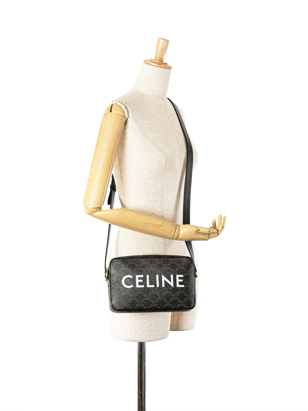 Céline Pre-Owned 2022 Triomphe Coated Canvas Logo crossbody bag - Bruin