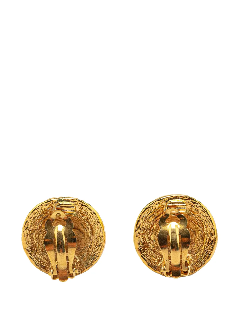 CHANEL Pre-Owned 1970-1980 Gold Plated CC Round Clip On Earrings costume earrings - Goud